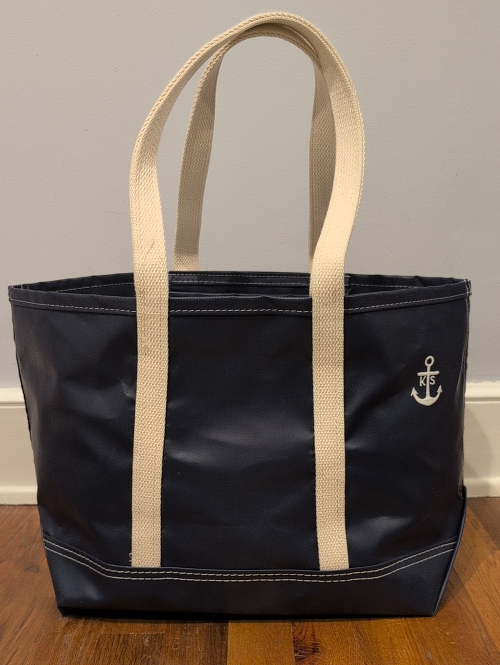 Mark & Graham X Steele Navy Tote With White Handles